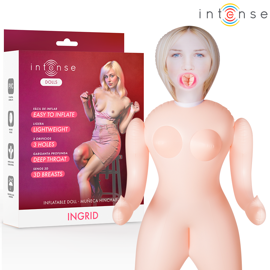 INTENSE DOLLS - INGRID BONECA INFLÁVEL COM TRÊS ORIFÍCIOS